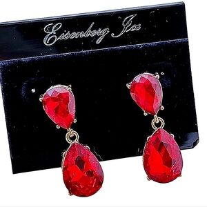 Eisenberg Ice Multifaceted Red Dangle Pierced Earrings